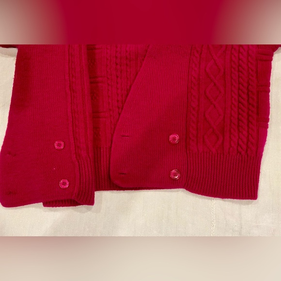 Vintage 80’s Jos. A. Bank fuchsia 100% wool cardigan sweater - medium fit. - Picture 9 of 12